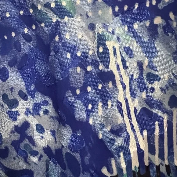 ALEX EVENINGS PLUS SIZE 2X BLUE CHIFFON RUFFLE TIERED ASYMMETRIC BLOUSE TOP - Picture 6 of 12